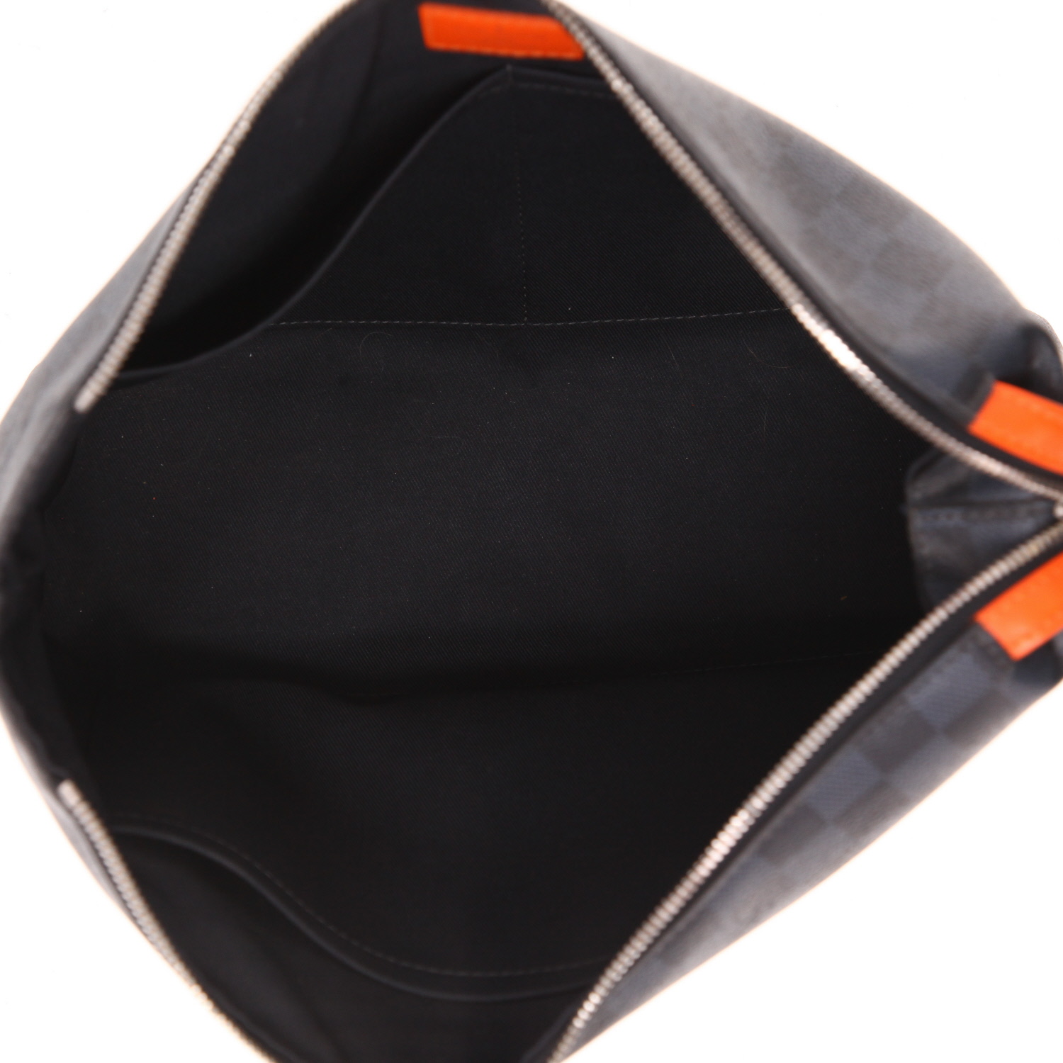 Sac bandoulière Louis Vuitton   en toile damier grise et cuir noir - Detail D3