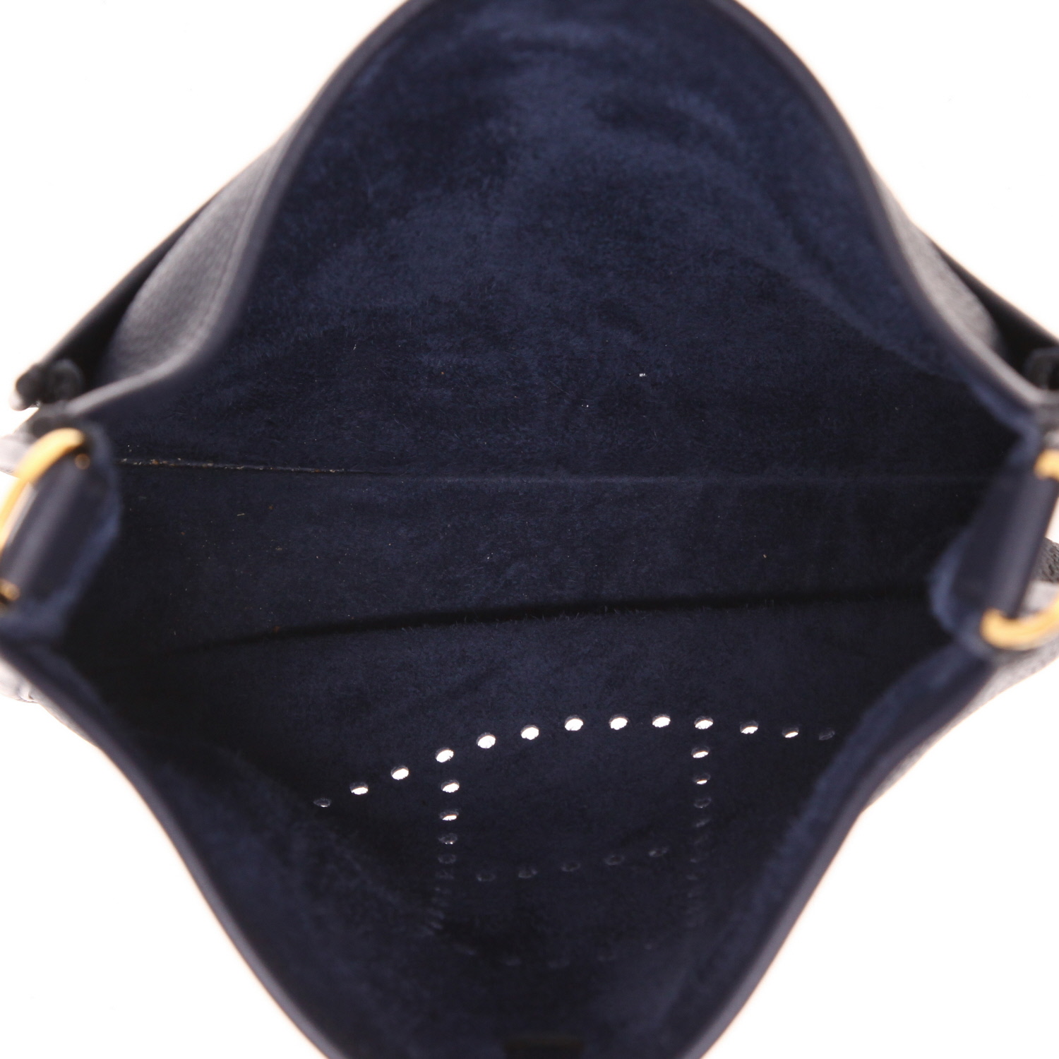 Sac bandoulière Hermès  Evelyne 29 cm en cuir togo bleu-marine - Detail D3