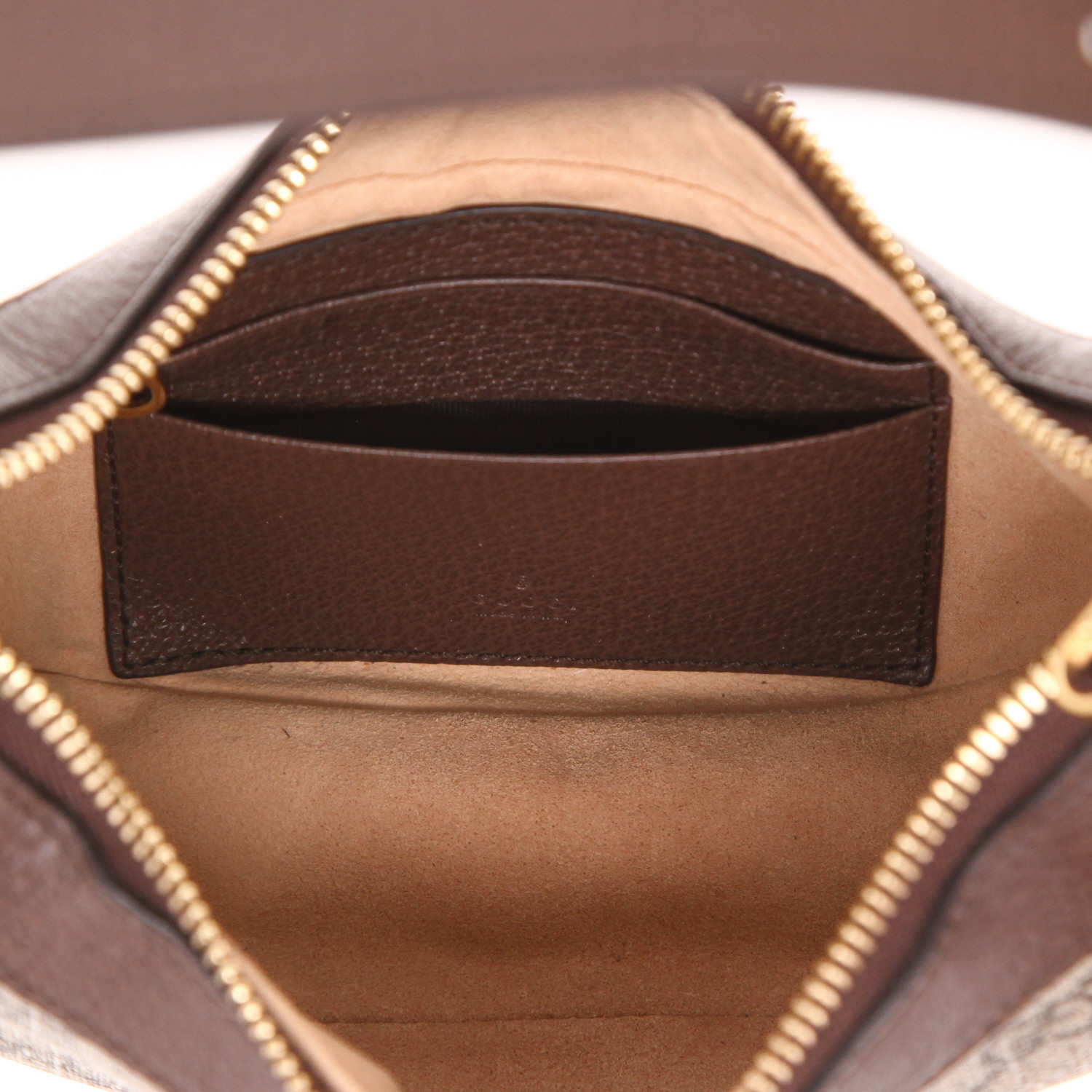 Sac à main Gucci  Ophidia mini  en toile siglée beige et cuir marron - Detail D3