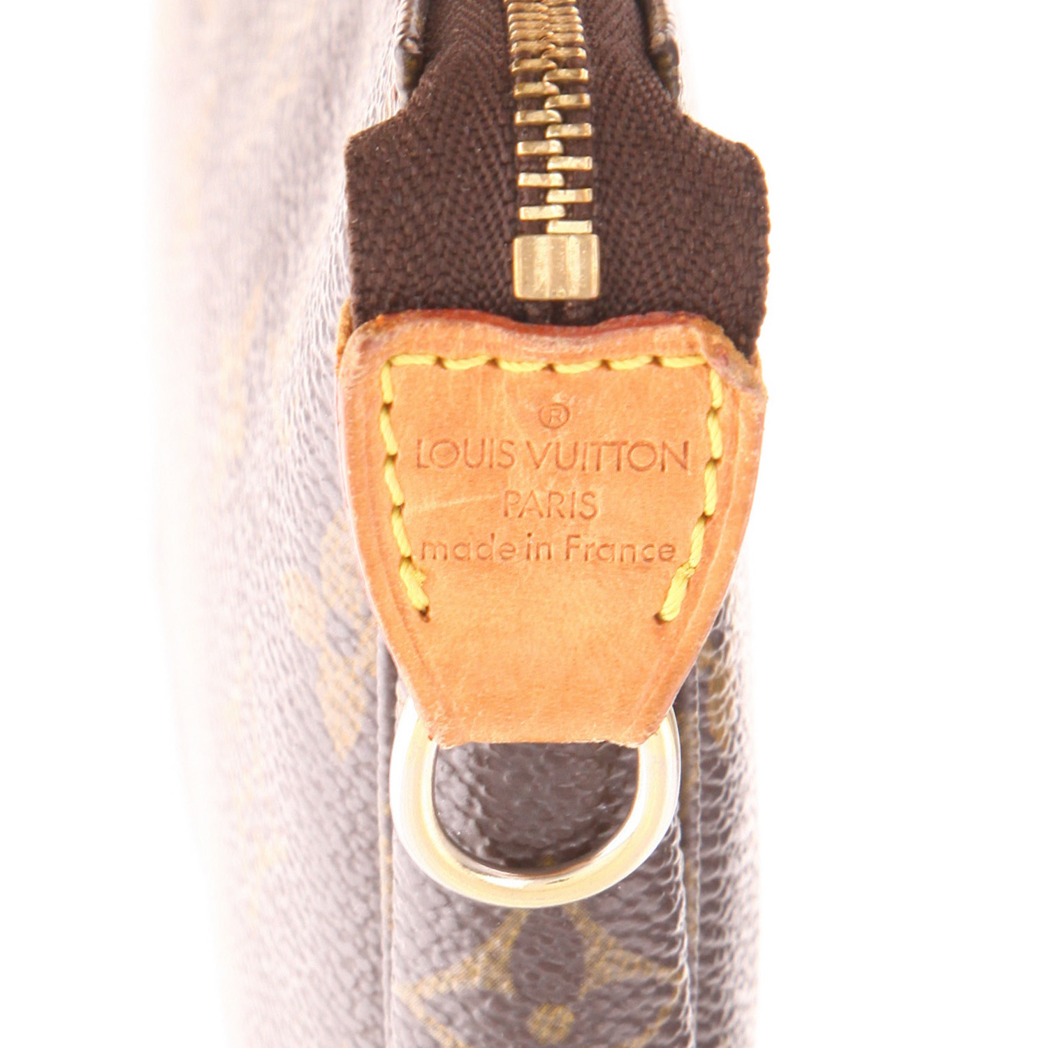 Pochette Louis Vuitton  Pochette accessoires in tela monogram marrone e pelle naturale - Detail D2