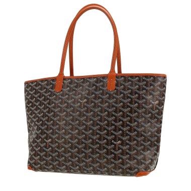 Sac cabas Goyard  Artois en toile Goyardine noire et cuir marron