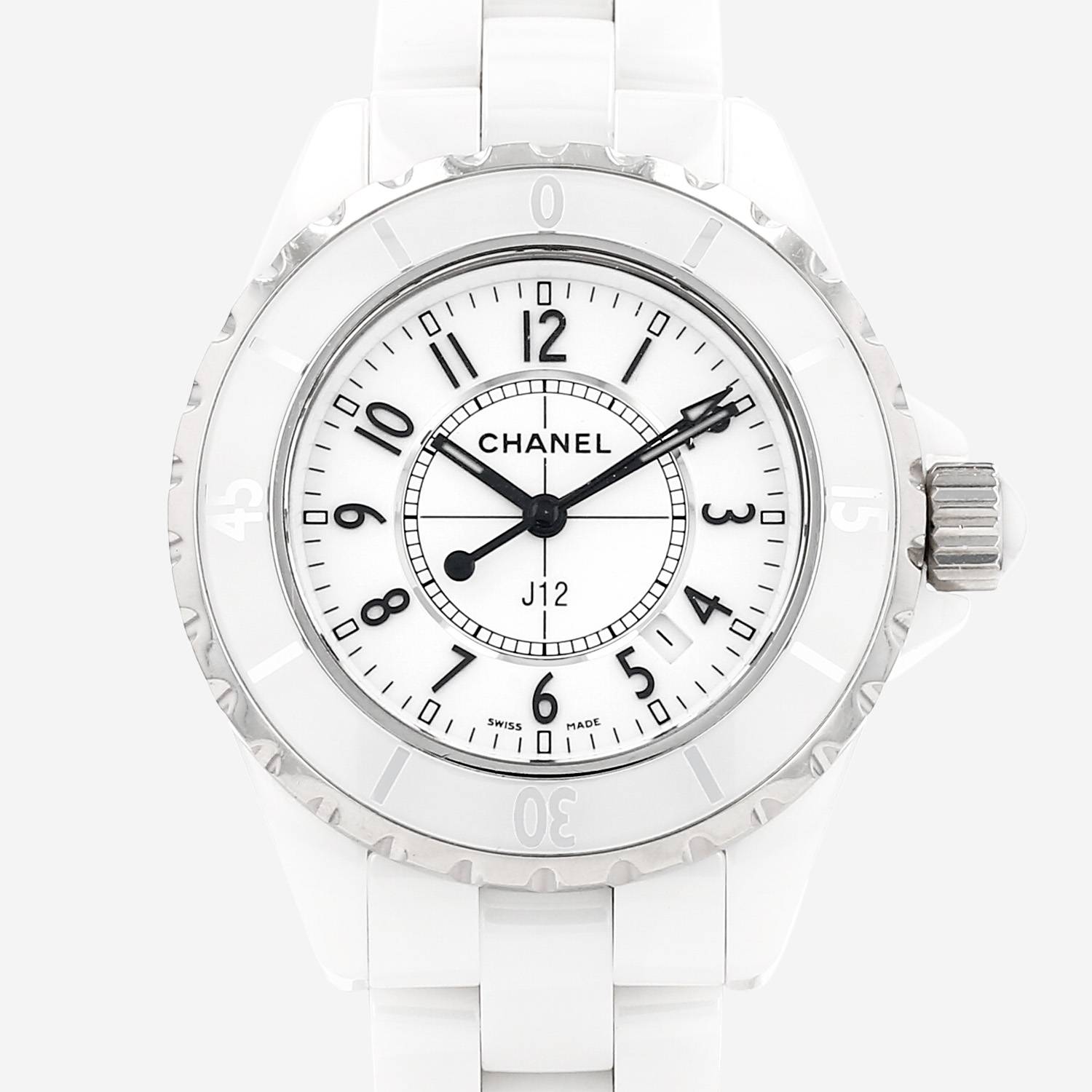 Chanel J12  in ceramic white and stainless steel Circa 2010