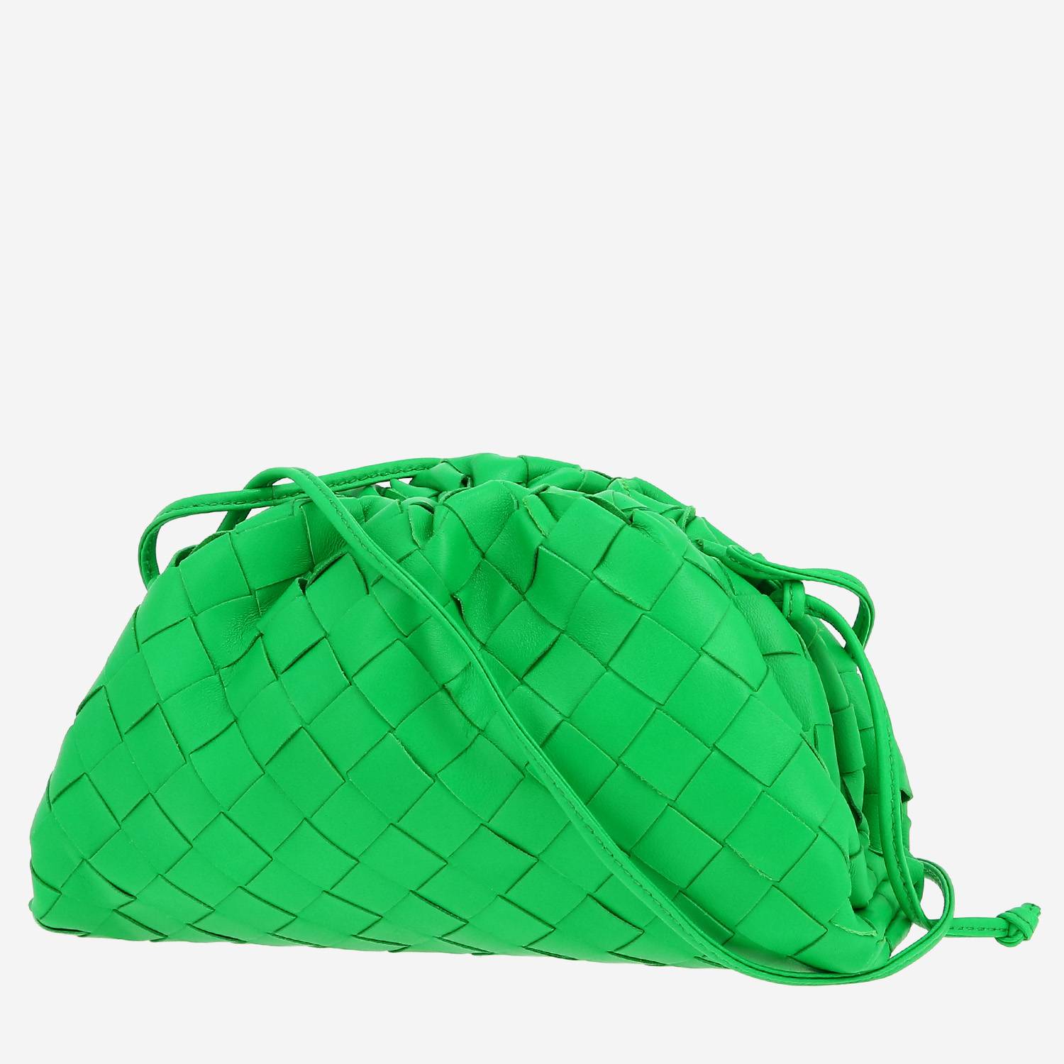 Borsa a tracolla Bottega Veneta  Pouch in pelle intrecciata verde