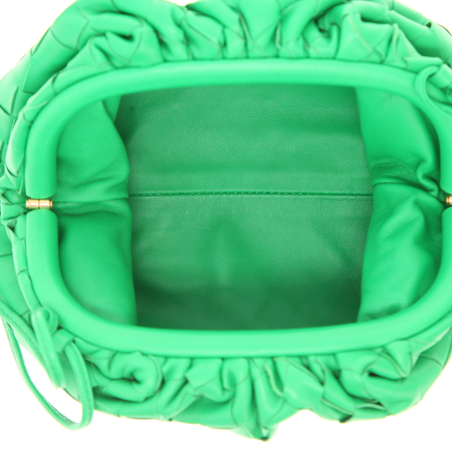 Borsa a tracolla Bottega Veneta  Pouch in pelle intrecciata verde - Detail D3