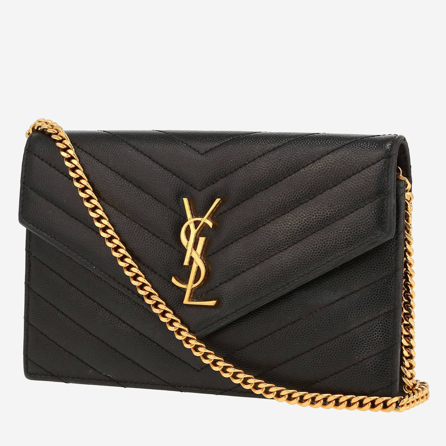 Saint Laurent  Cassandre shoulder bag  in black grained leather