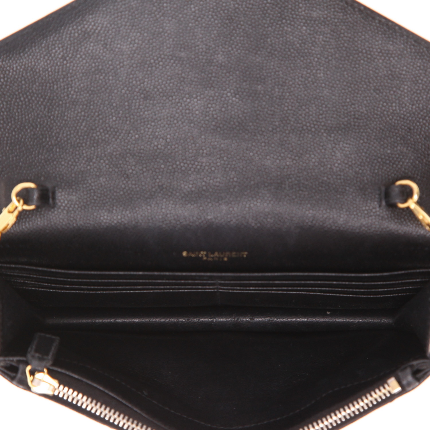 Borsa a tracolla Saint Laurent  Cassandre in pelle martellata nera - Detail D3