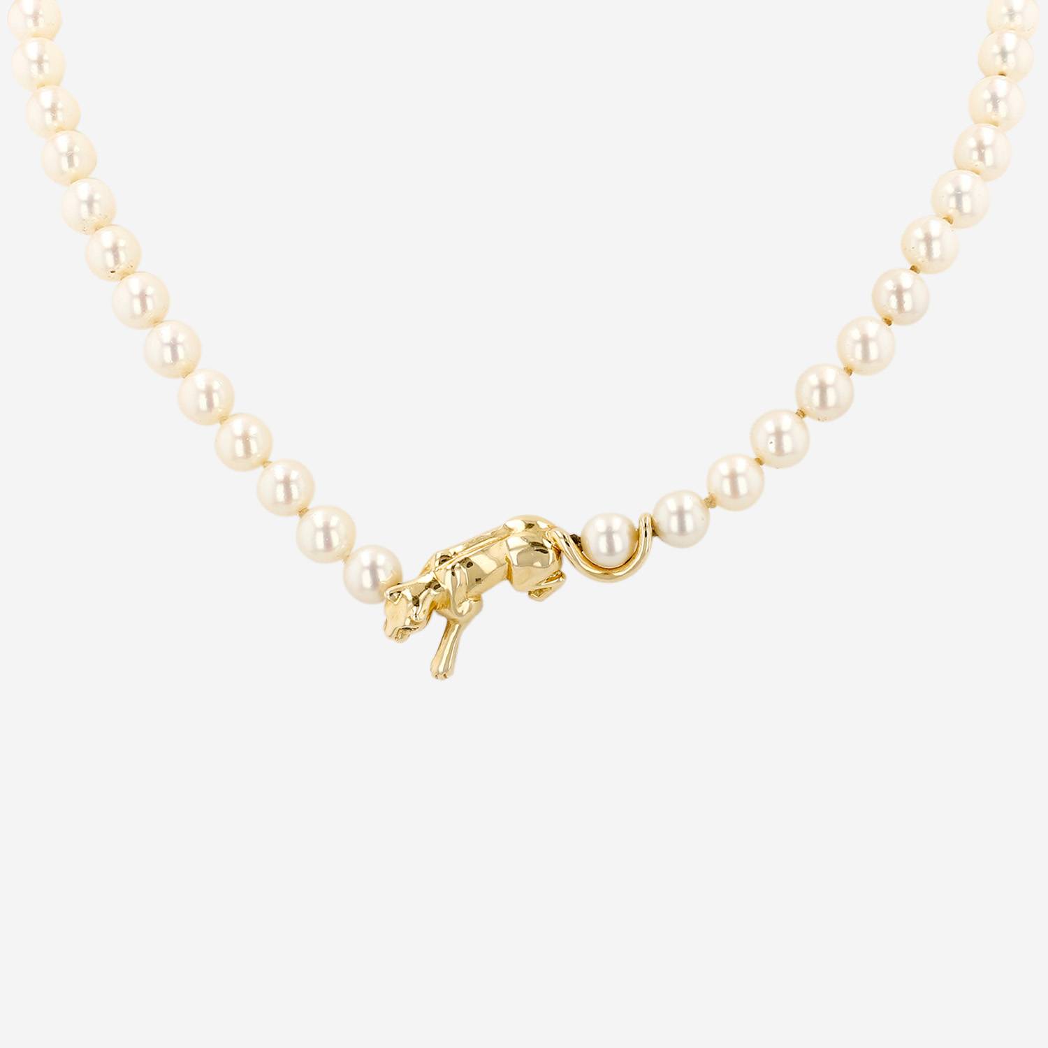 Collier Cartier Panthère en or jaune et perles de culture