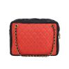 Chanel  Vintage handbag  in red raphia  and navy blue leather - 360 thumbnail