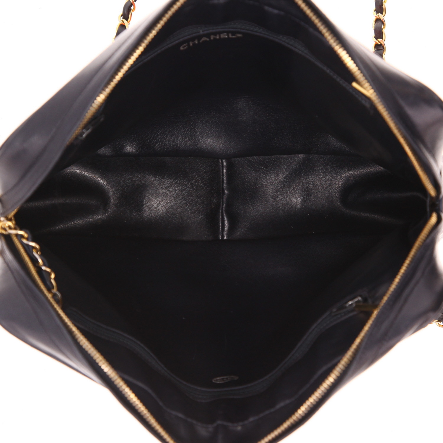 Borsa Chanel  Vintage in rafia rossa e pelle blu marino - Detail D3