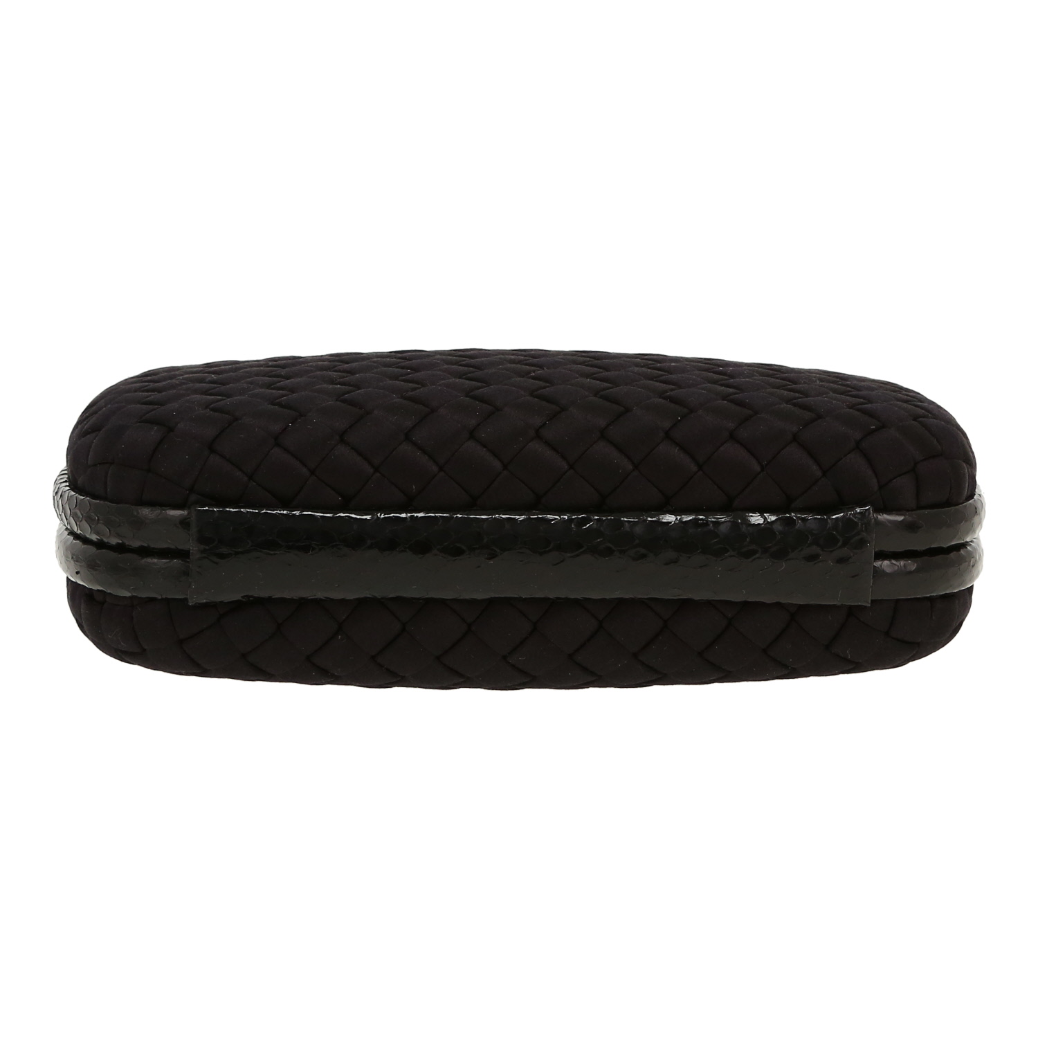 Minaudière Bottega Veneta  Knot en satin noir et python noir - Detail D1