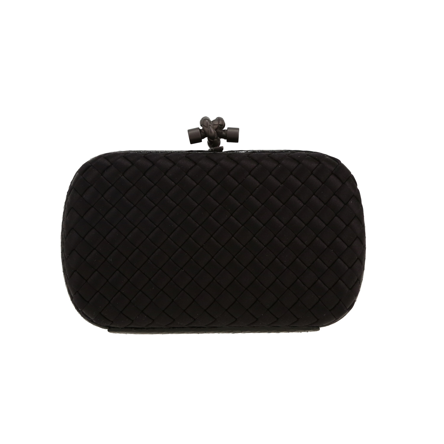 Bottega Veneta  Knot clutch  in black satin  and black python - Detail D4