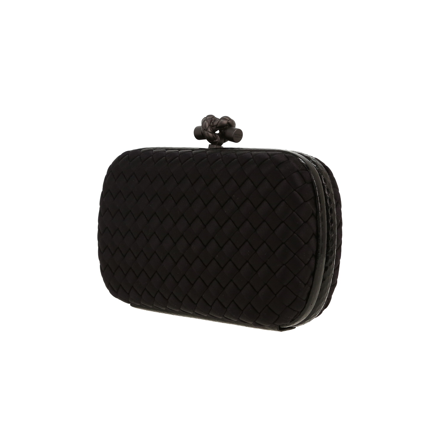 Minaudière Bottega Veneta  Knot en satin noir et python noir - Detail D6