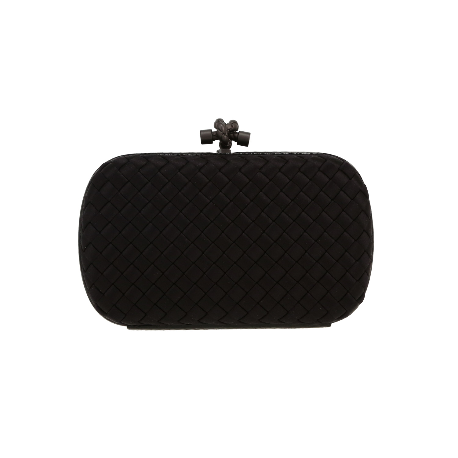 Bottega Veneta  Knot clutch  in black satin  and black python - Detail D7