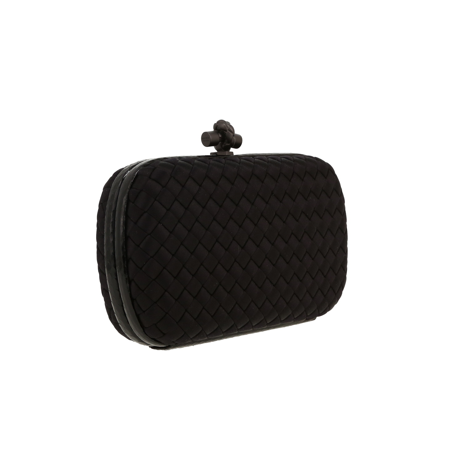 Bolso joya Bottega Veneta  Knot en satén negro y piel de pitón negra - Detail D8