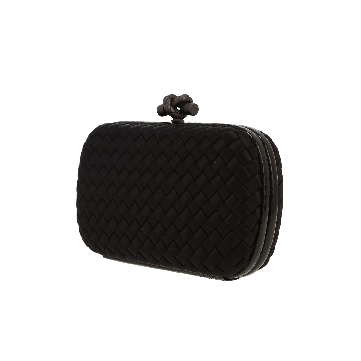 Borsettina da sera Bottega Veneta  Knot in raso nero e pitone nero - Detail D9