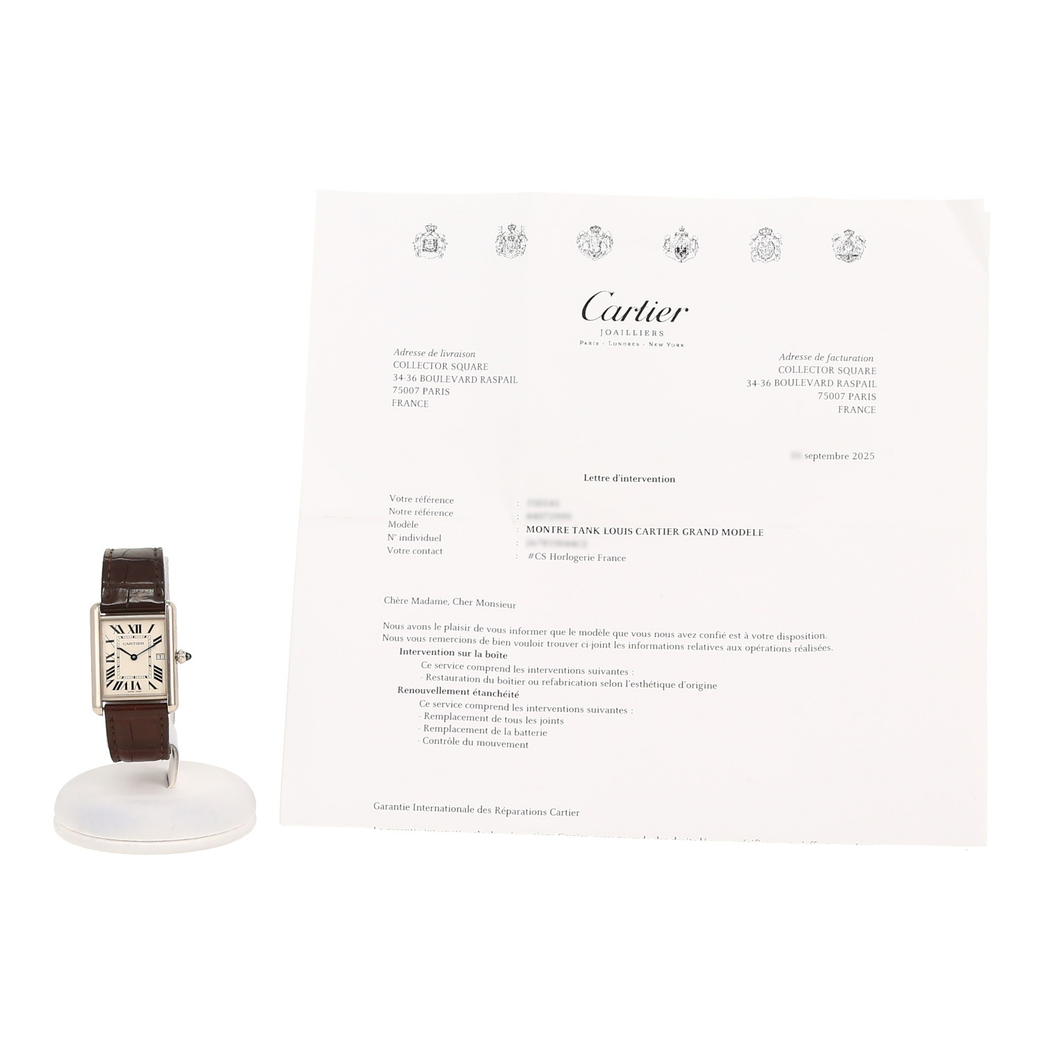 Orologio Cartier Tank in oro bianco Ref: Cartier - 2678  Circa 2000