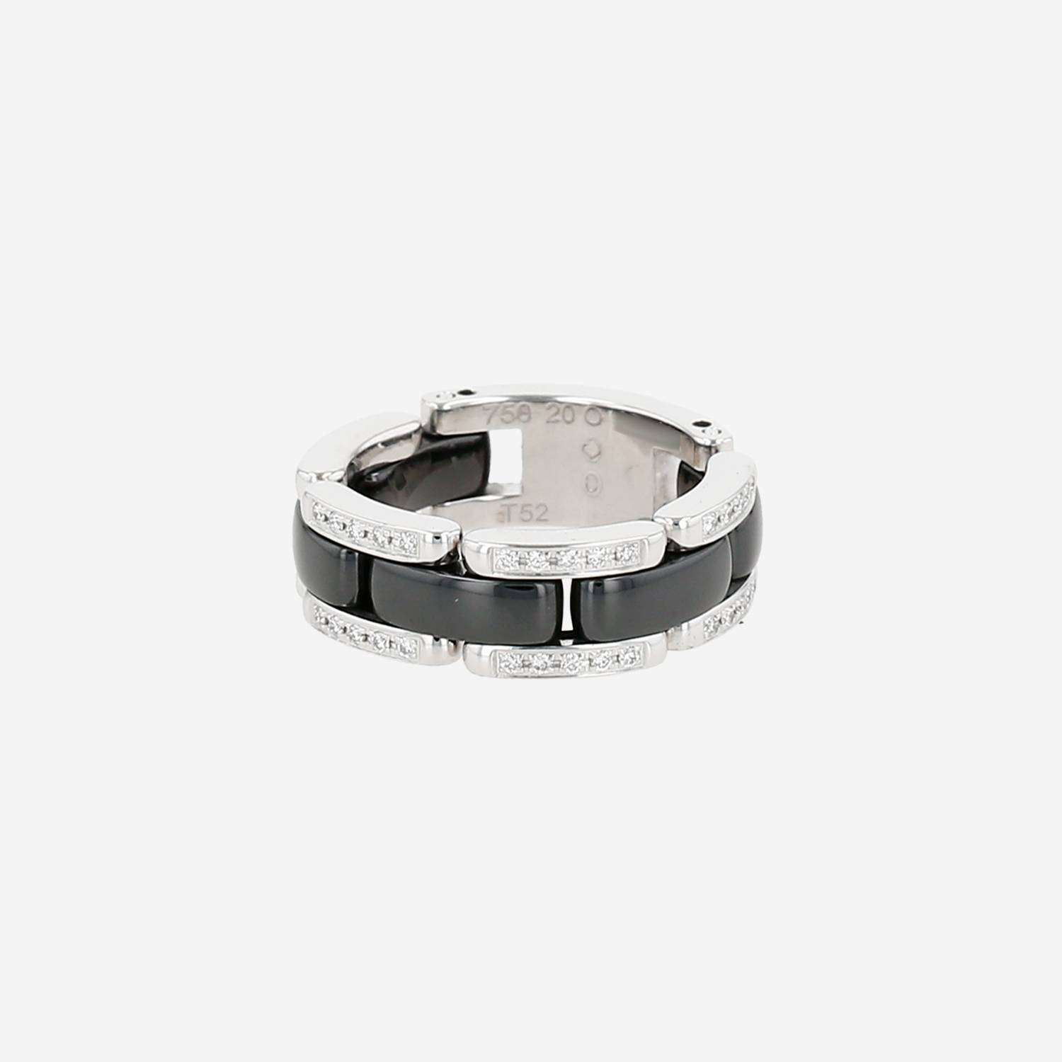 Anello flessibile Chanel Ultra modello medio in oro bianco, ceramica e diamanti
