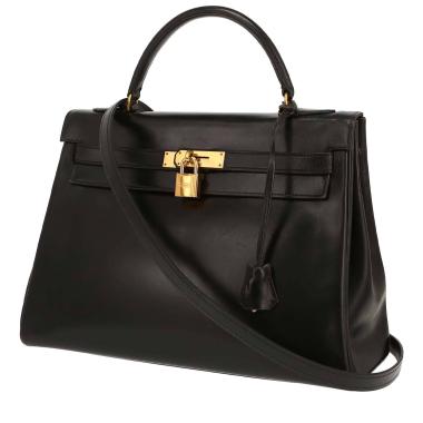 Bolso de mano Hermès  Kelly 32 cm en cuero box negro