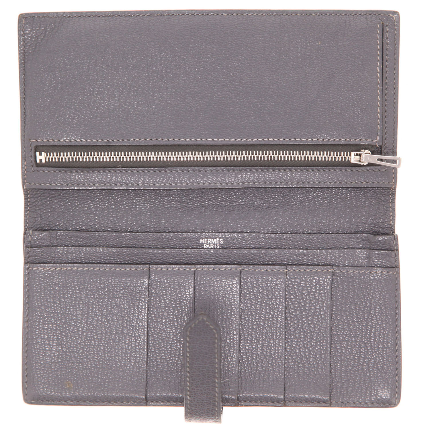 Billetera Hermès  Bearn en cuero Mysore gris - Detail D3