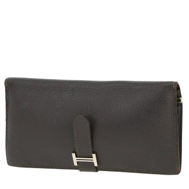 Billetera Hermès  Bearn en cuero Mysore gris