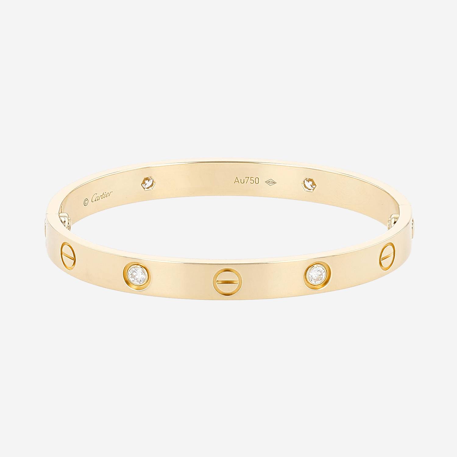 Cartier Love 4 diamants bracelet in yellow gold and diamonds, size 16