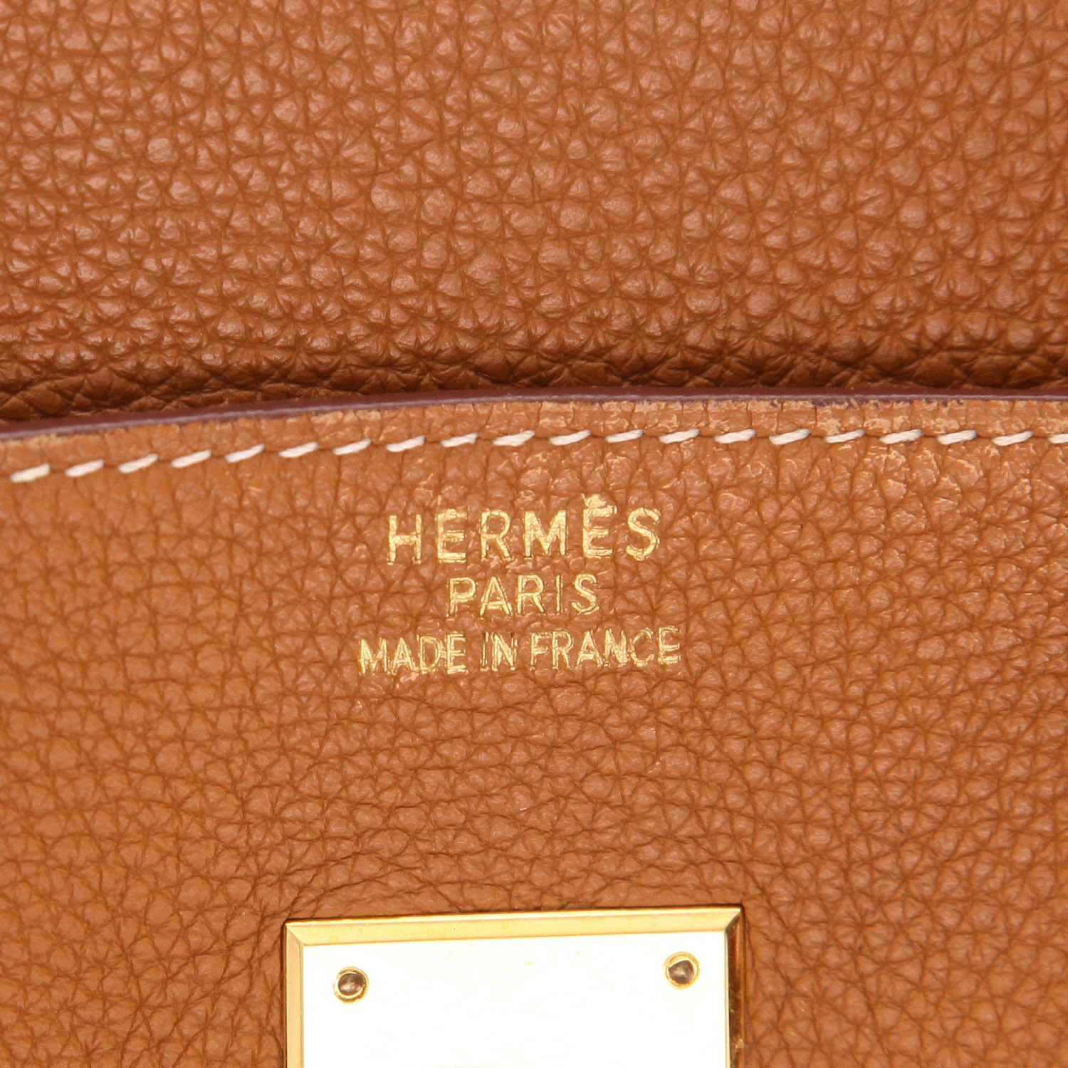 Bolso de mano Hermès  Birkin 35 cm en cuero togo color oro - Detail D2
