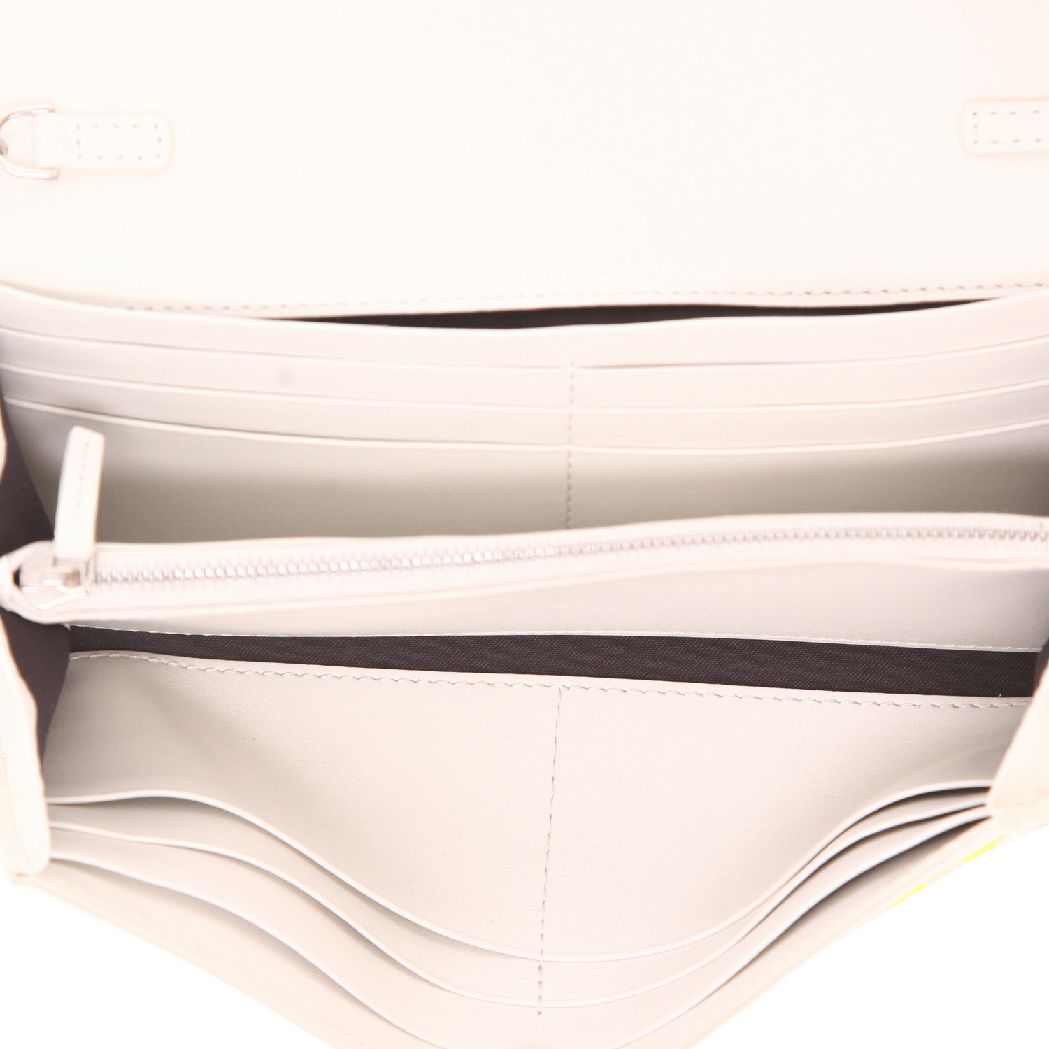 Bolso bandolera Fendi X Marc Jacobs  en cuero blanco y amarillo - Detail D3