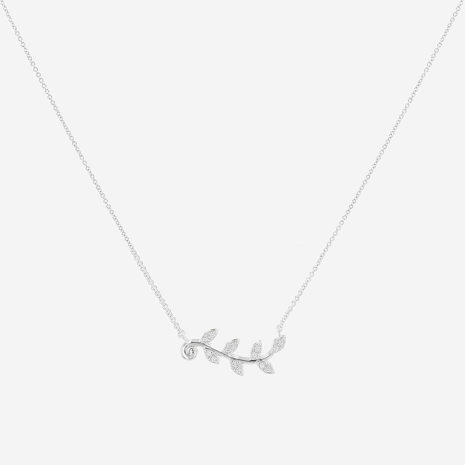 Collier Tiffany & Co Olive Leaf en or blanc et diamants