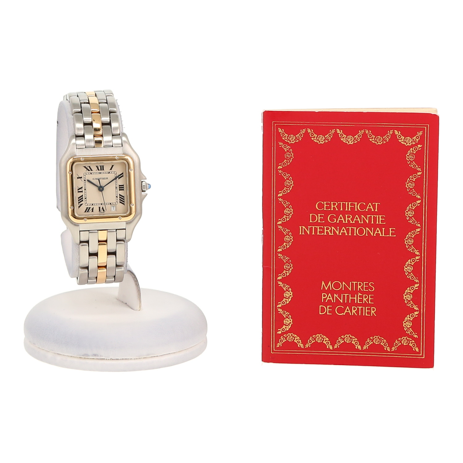 Reloj Cartier Panthère modelo mediano  de oro y acero Ref: Cartier - 183949  Circa 1988 - Detail D2