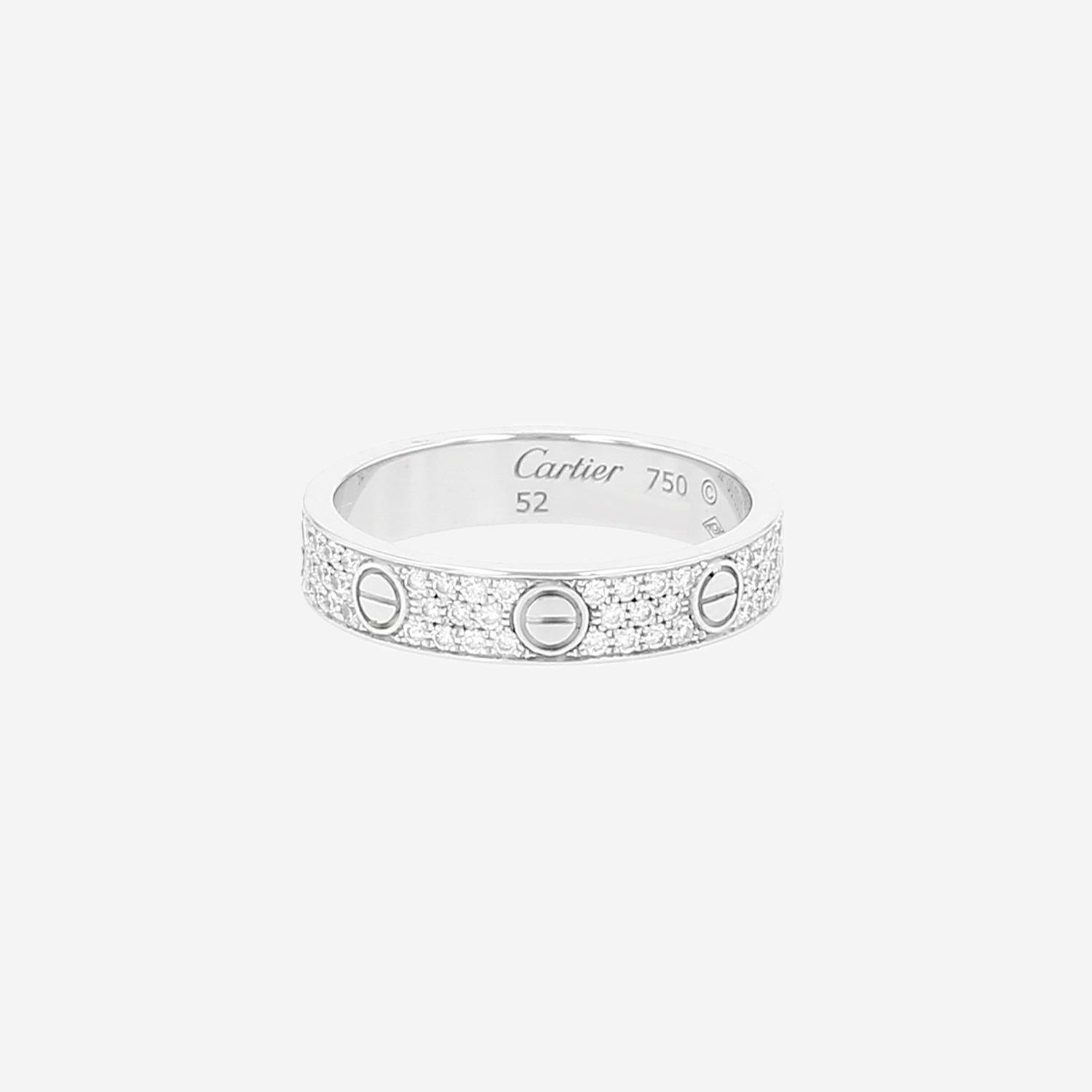 Anello Cartier Love pavé modello piccolo in oro bianco e diamanti