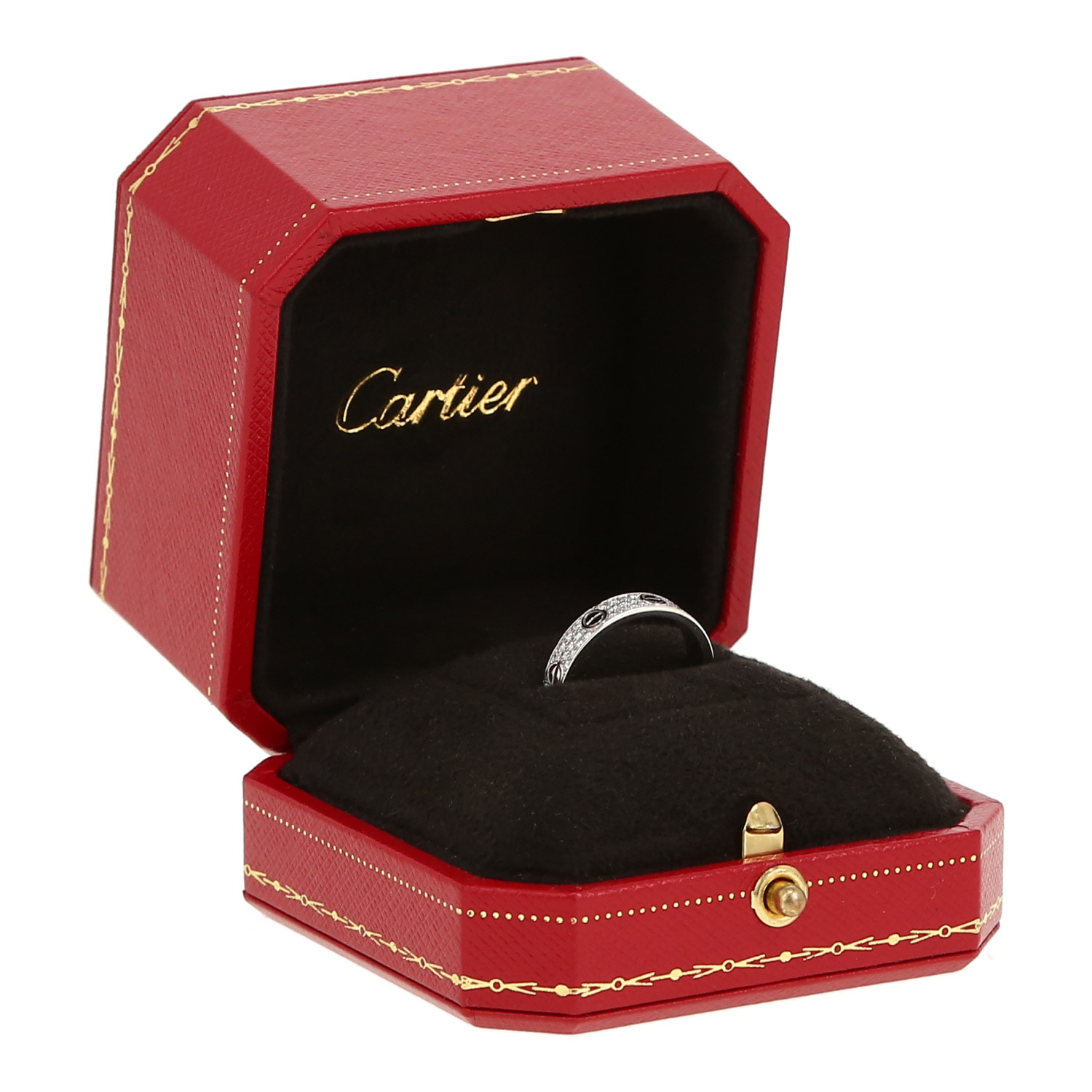 Bague Cartier Love pavée petit modèle en or blanc et diamants - Detail D2