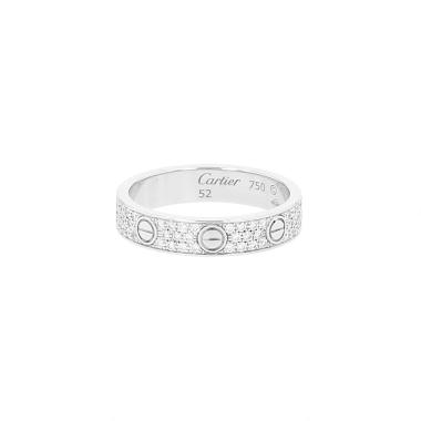 Bague Cartier Love pavée petit modèle en or blanc et diamants