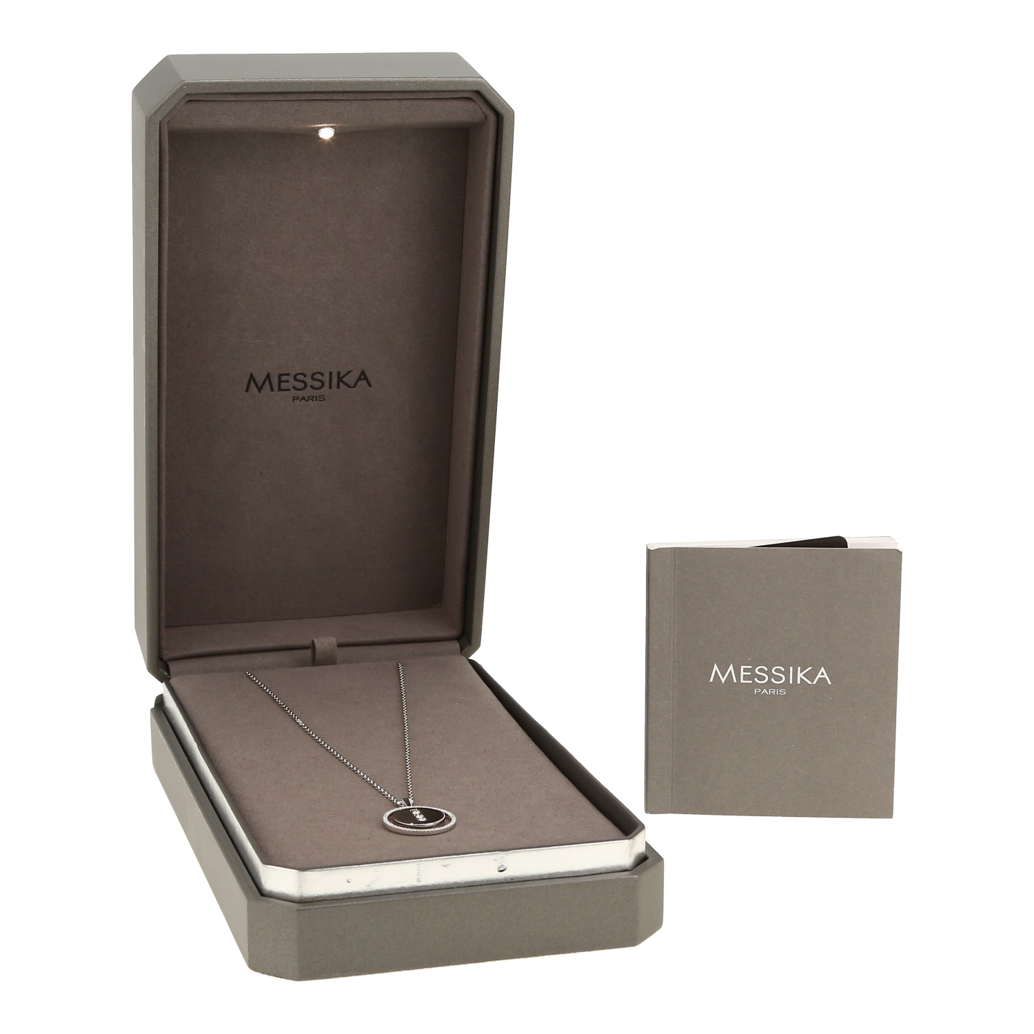 Messika Lucky Move medium model necklace in white gold and diamonds - Detail D2