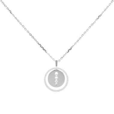 Collar Messika Lucky Move modelo mediano de oro blanco y diamantes