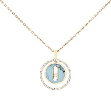 Messika Lucky Move small model necklace in pink gold, turquoise and diamonds