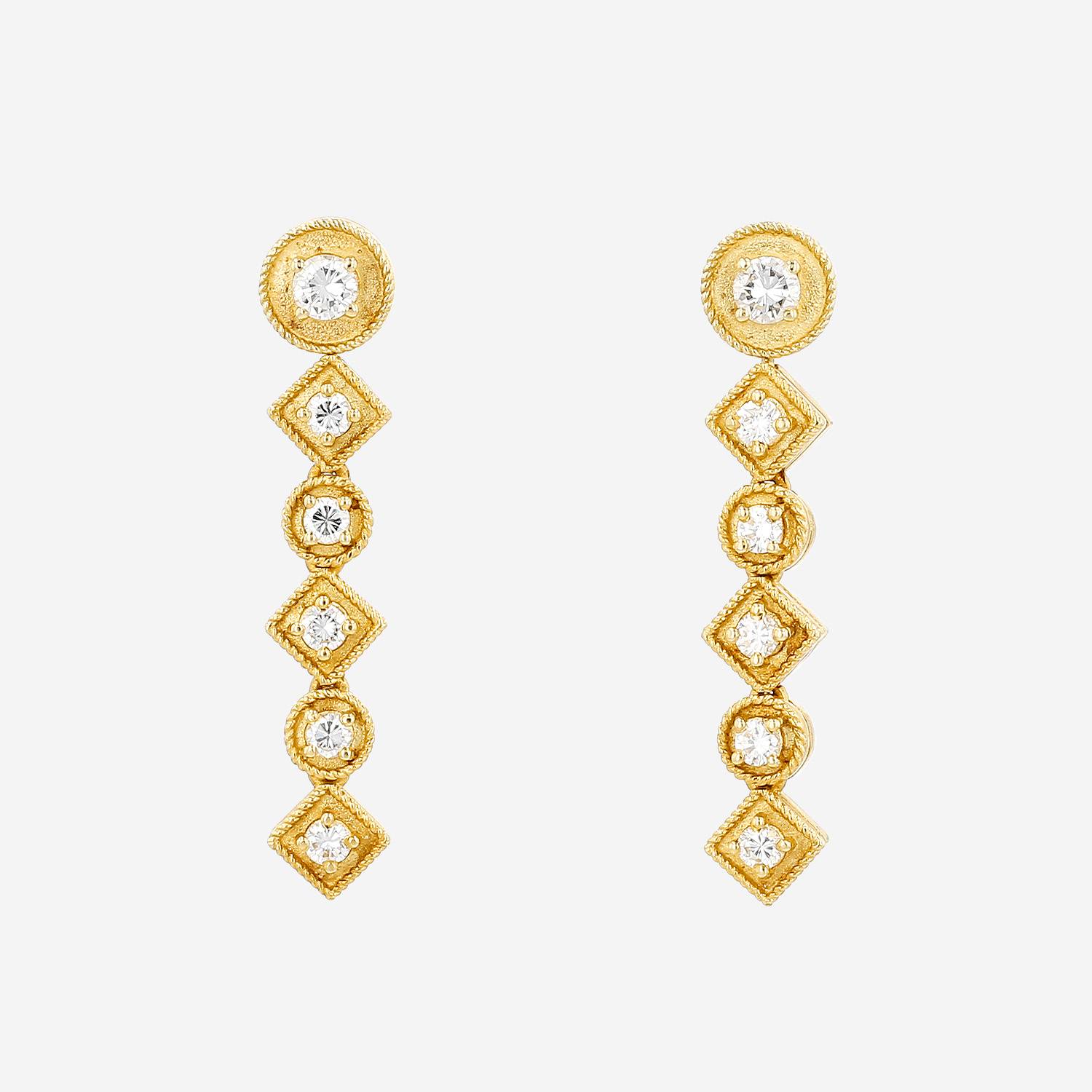 Lalaounis Theodora earrings in yellow gold and diamonds