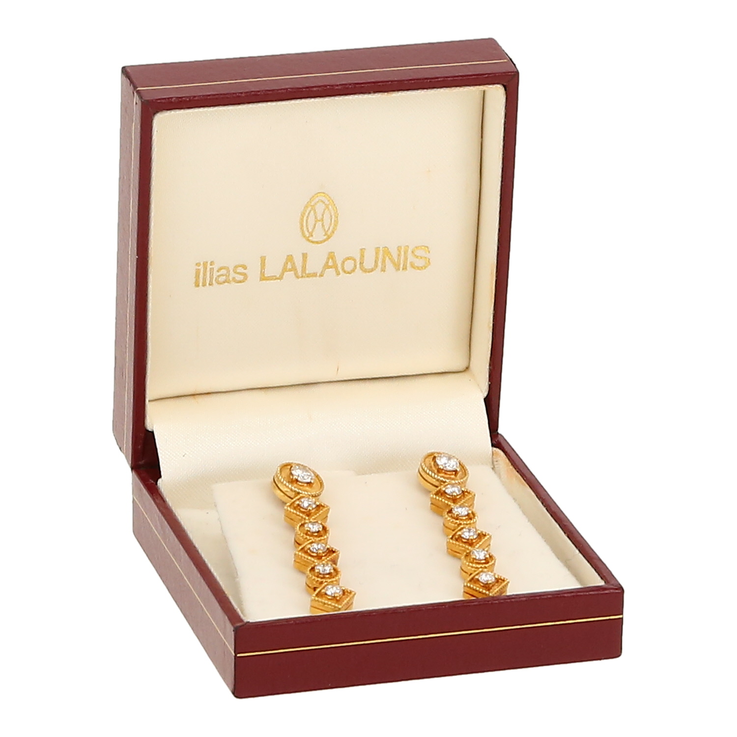 Pendientes Lalaounis Theodora de oro amarillo y diamantes - Detail D2