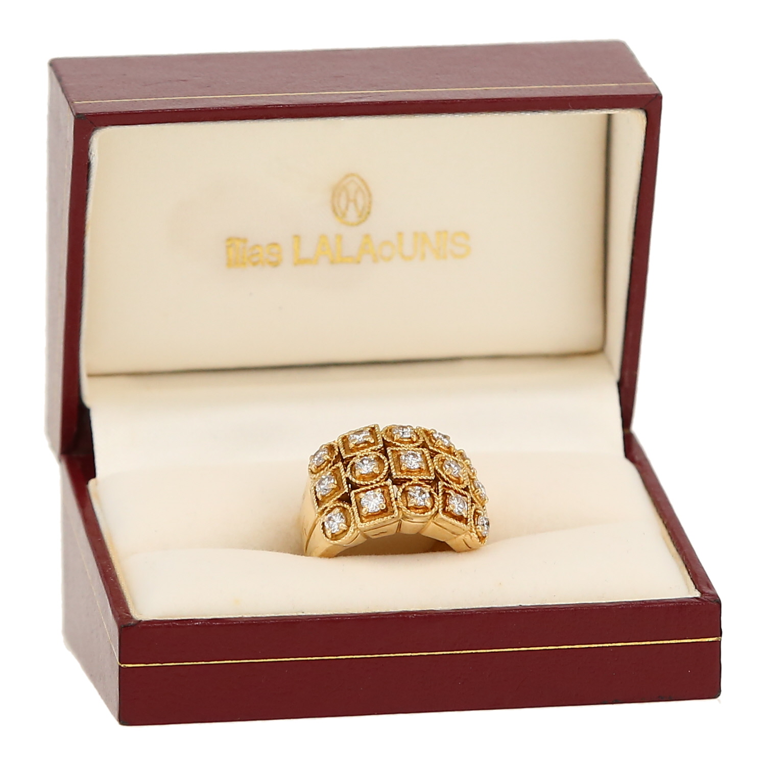 Lalaounis Theodora ring in yellow gold and diamonds - Detail D2