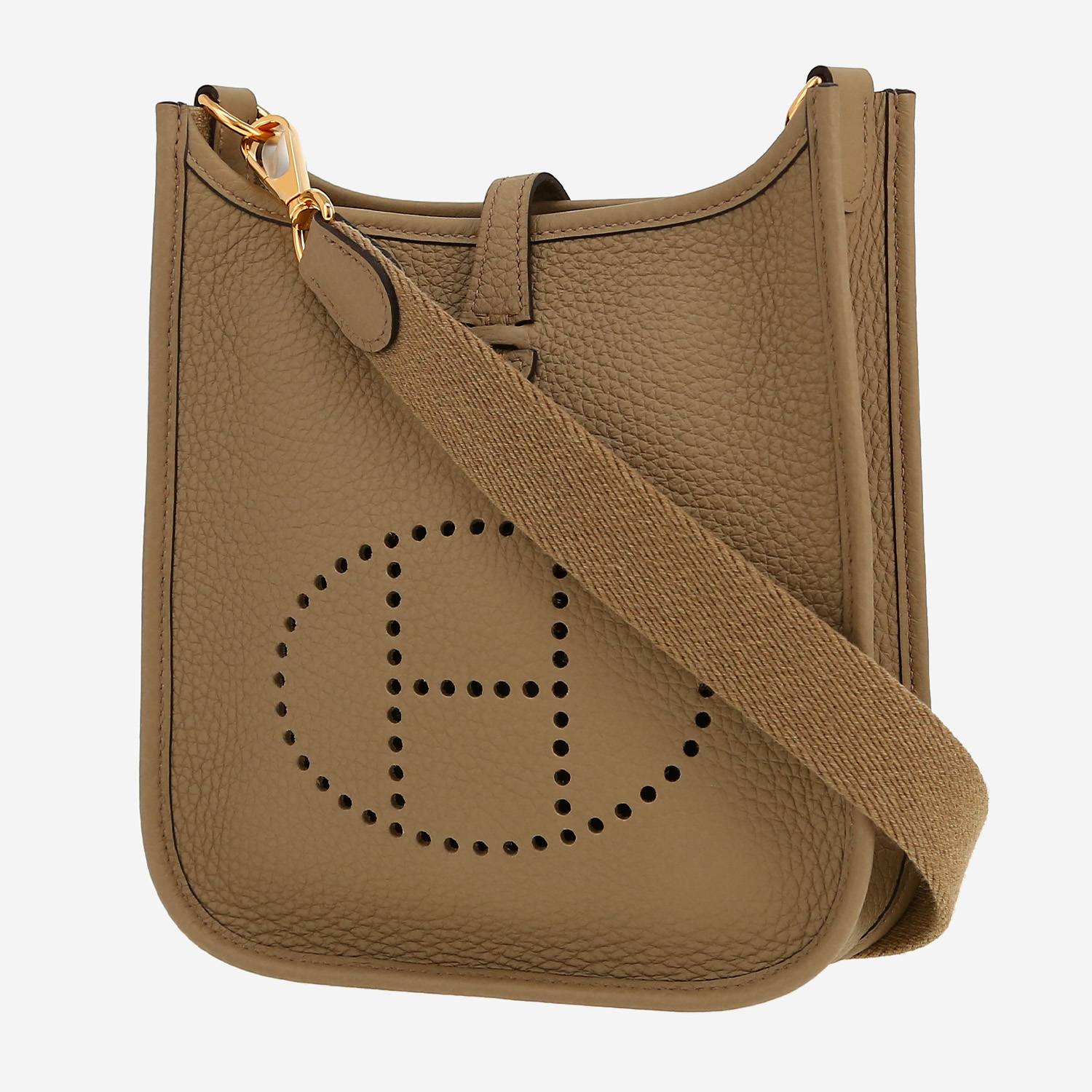 Sac bandoulière Hermès  Mini Evelyne en cuir taurillon clémence Beige Marfa