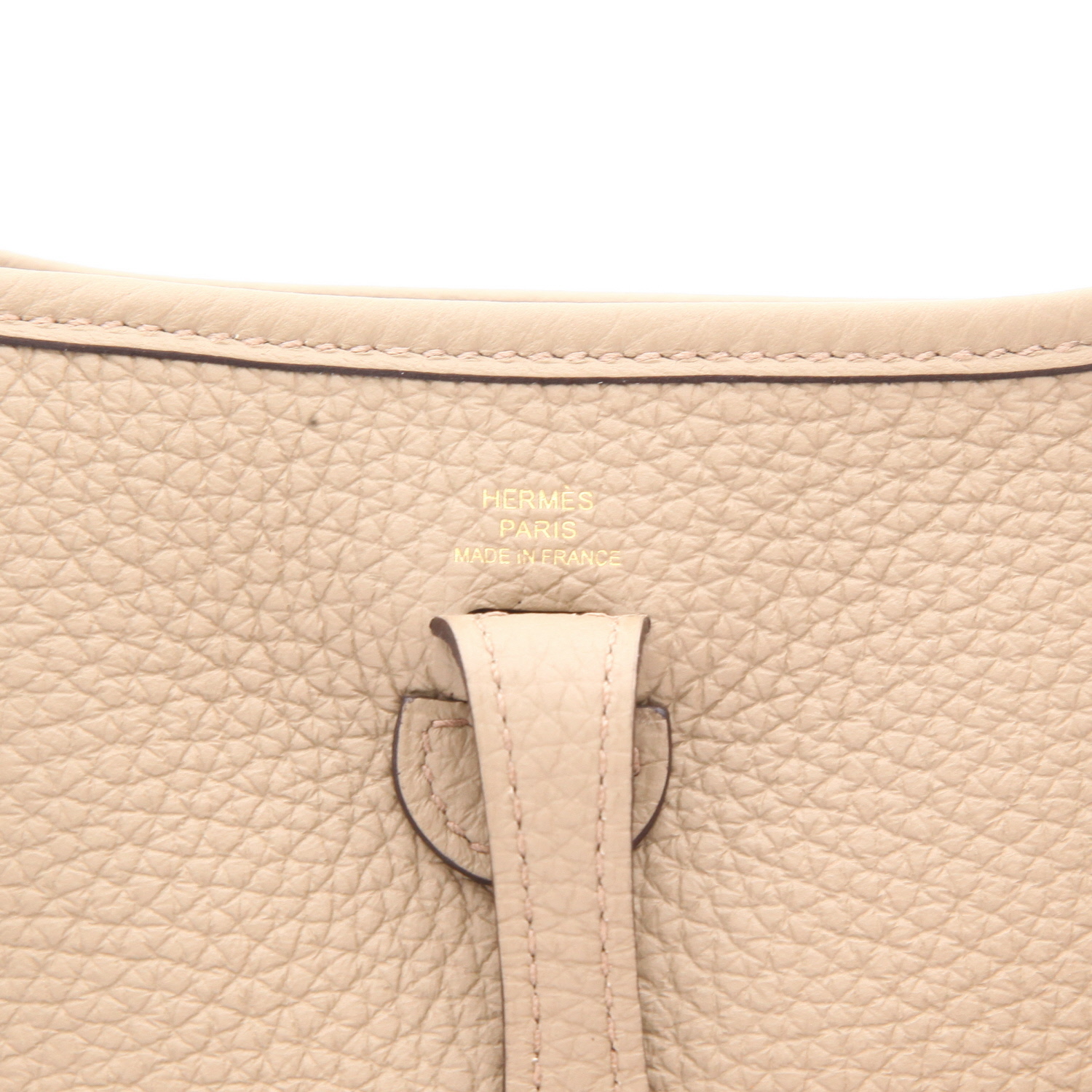 Borsa a tracolla Hermès  Mini Evelyne in pelle taurillon clemence Beige Marfa - Detail D2