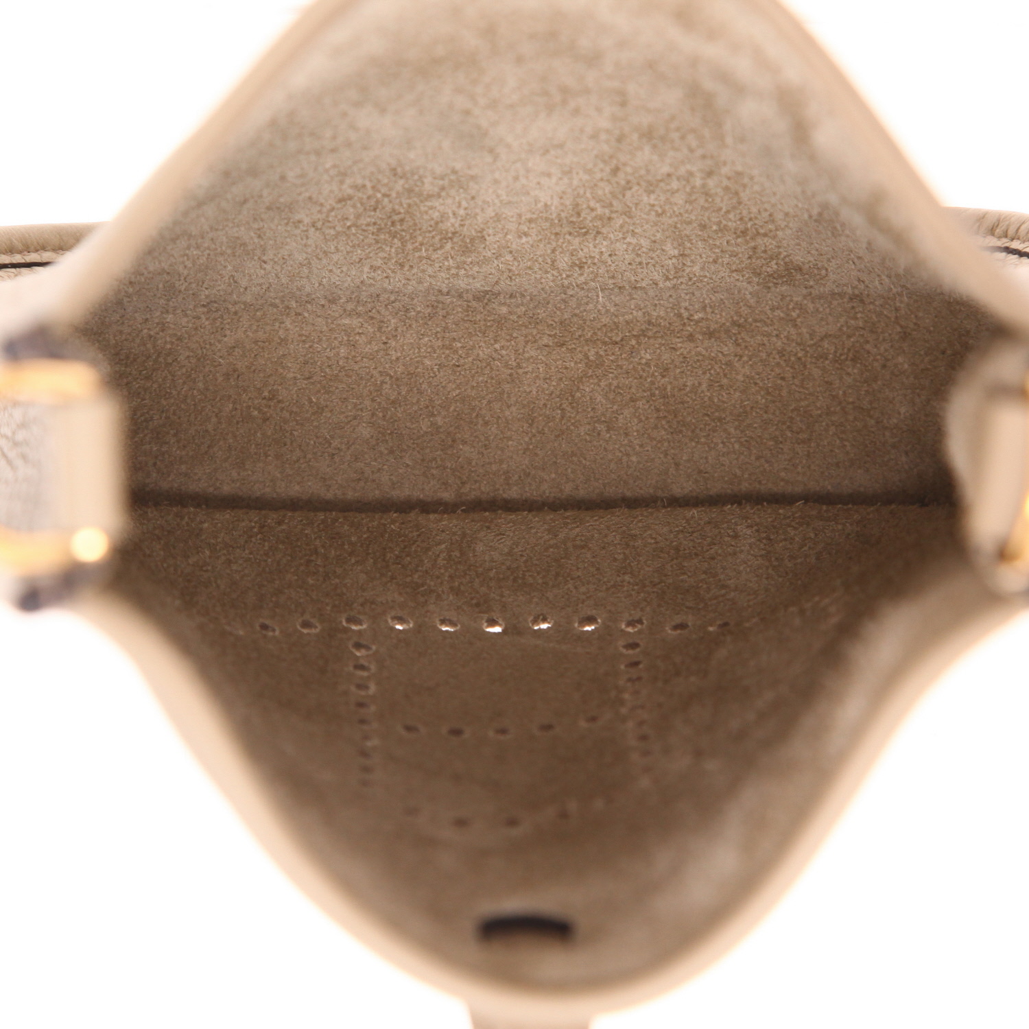 Hermès  Mini Evelyne shoulder bag  in Beige Marfa leather taurillon clémence - Detail D3