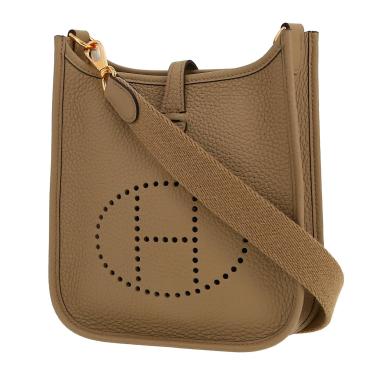 Hermès  Mini Evelyne shoulder bag  in Beige Marfa leather taurillon clémence