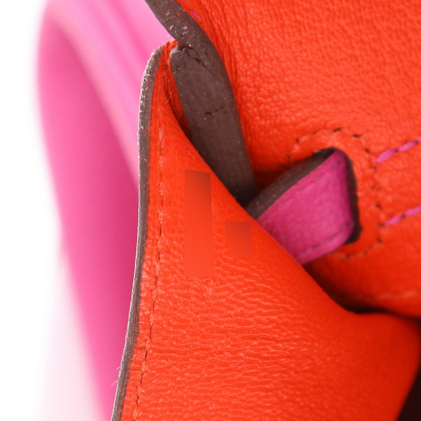 Sac à main Hermès  Birkin 25 cm en cuir Evergrain rose Magnolia - Detail D4