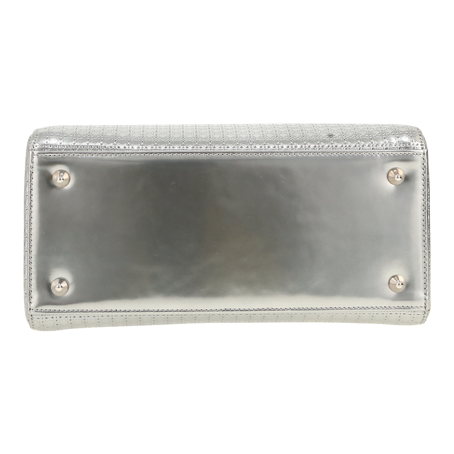 Dior  Lady Dior handbag  in silver patent leather - Detail D1