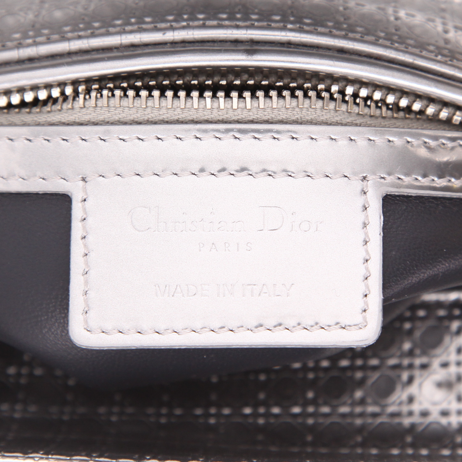 Borsa Dior  Lady Dior in pelle verniciata argentata - Detail D2