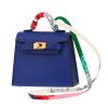 Hermès  Kelly Twilly bag charm bag accessory   in blue Tadelakt leather  and multicolor silk - 00pp thumbnail