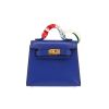 Accessorio per borsa Hermès  Kelly Twilly bag charm in pelle Tadelakt blu e seta multicolore - 360 thumbnail