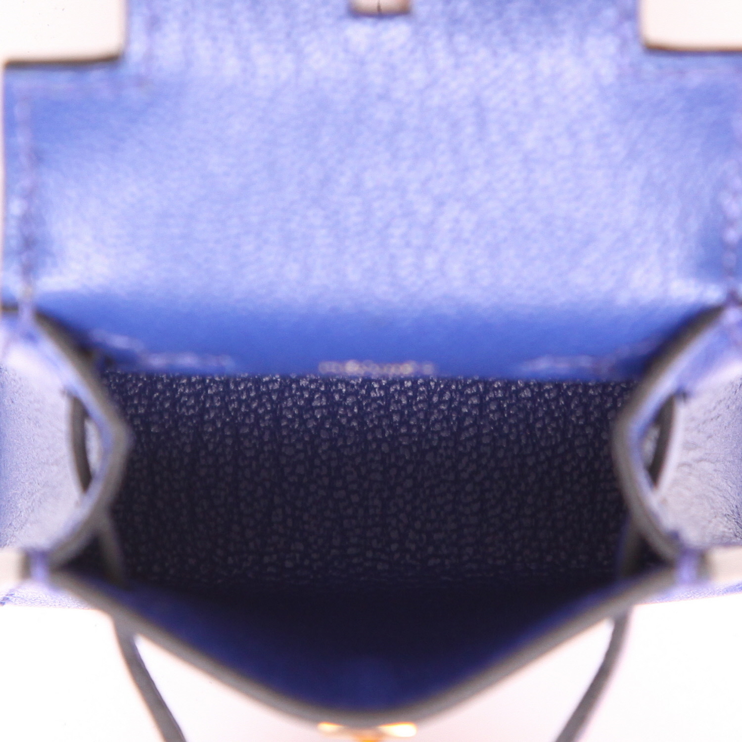 Hermès  Kelly Twilly bag charm bag accessory   in blue Tadelakt leather  and multicolor silk - Detail D3