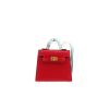 Hermès  Kelly Twilly bag charm bag accessory  in red Tadelakt leather  and multicolor silk - 360 thumbnail