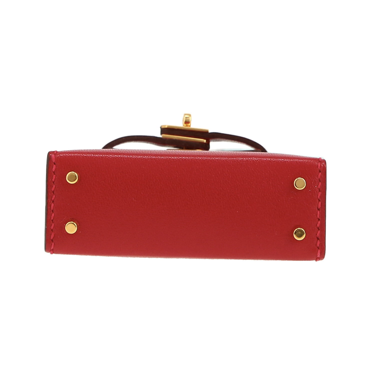 Bolsa accesorio Hermès  Kelly Twilly bag charm en cuero Tadelakt rojo y seda multicolor - Detail D1